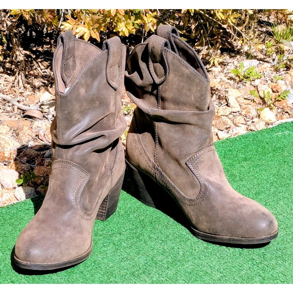 Sheriff Western Rocket Dog Slouch Ankle Boots Womens 7.5 Brown Synthetic Leather - Picture 2 of 10